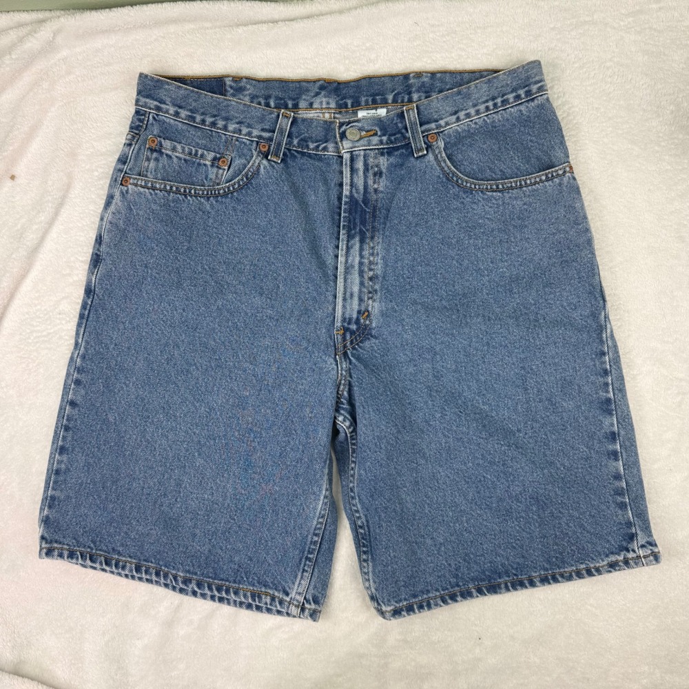 Levis 550 Relaxed Fit Denim Shorts Mens 38 Blue Med Wash Cotton Jean Jorts Dad